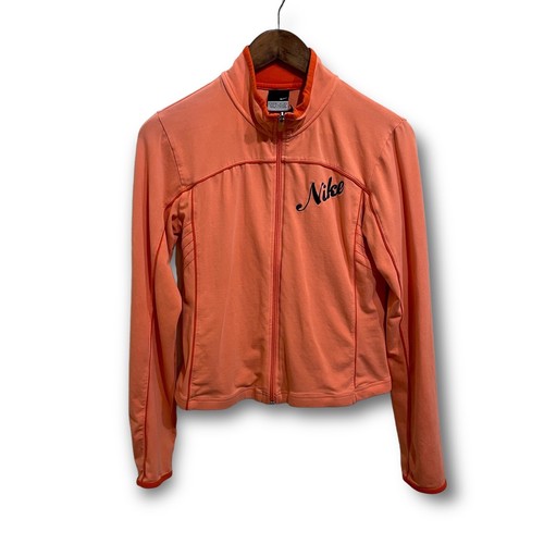 Nike Youth Girls Full Zip Track Jacket Orange Classic Script Logo Medium (8-10)