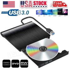 USB 3.0 Slim CD DVD RW Drive External Writer Burner Player Black For Laptop PC