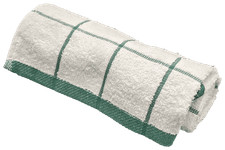 Ambrosia 15 x 26 toallas de cocina suaves 100 % algodón hilado en anillo blanco y verde cazador