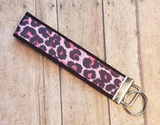 Pink Cheetah / Leopard Wrist Keyfob / Wristlet Keychain