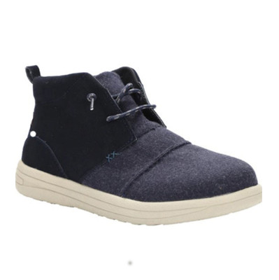 Men's Navy Faux Boiled Wool Premium Suede Chukka Sneakers- in stocks US