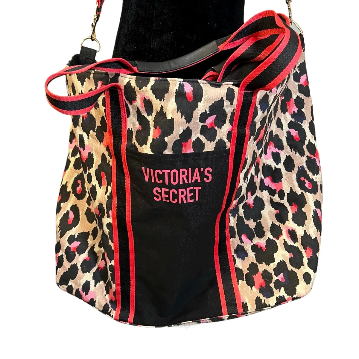 Victoria's Secret Extra Large Tote Weekender Bag Cross Body Animal  Print