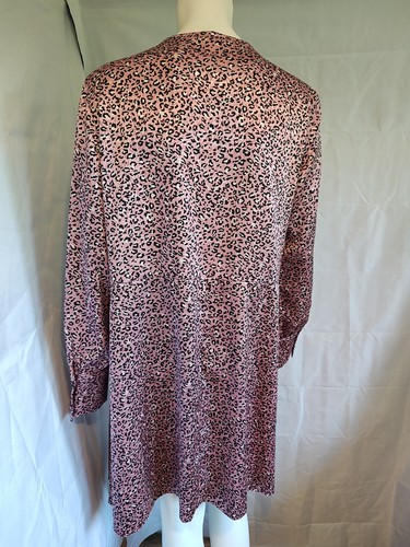RED HERRING pink back animal print V neck long sleeve satin dress size 18 - Picture 3 of 4