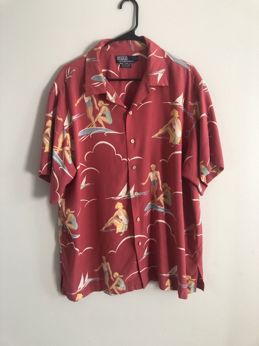 Polo Ralph Lauren Vintage Camp Shirt Surfing Surf Shirt XL | eBay