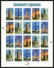 US #3787-91 3787-3791 3791a 37¢ Southeastern Lighthouses Sheet of 20 VF NH MNH