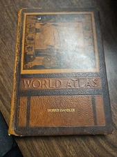  Rand Mcnally World Atlas Readers Edition 1943 Leather Bound