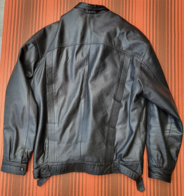 Vintage 70's Archive Leather Jacket Biker Red/Gold Harlequin Silk