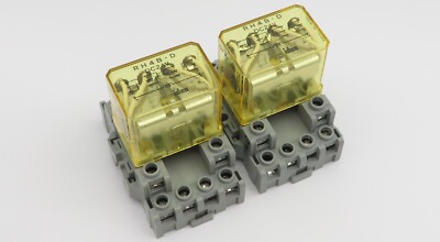 2x Leistungsrelais IDEC RH4B-D Steckrelais 24V DC 4PDT 4W 10A + Sockel SH4B-05C