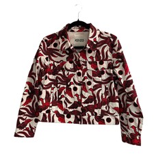 New Kenzo Flying Phoenix Jacket White Red Black Trucker Snap Birds Cotton Xs