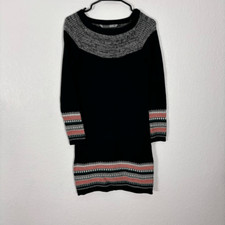 Athleta Black with Grey and Pink Detail Long Sleeve Sweater Dress Size XS