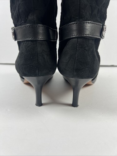 COACH Fara Black Leather & Suede Knee High Boots Logo Women’s 8.5 B - Picture 9 of 16