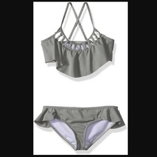 Billabong Macram Madness Two Piece Swimsuit, Size 8 -Treetop Green Youth Girl's