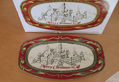 2008 Fitz and Floyd St Nick Sentiment Tray Merry Christmas To All New in Box 