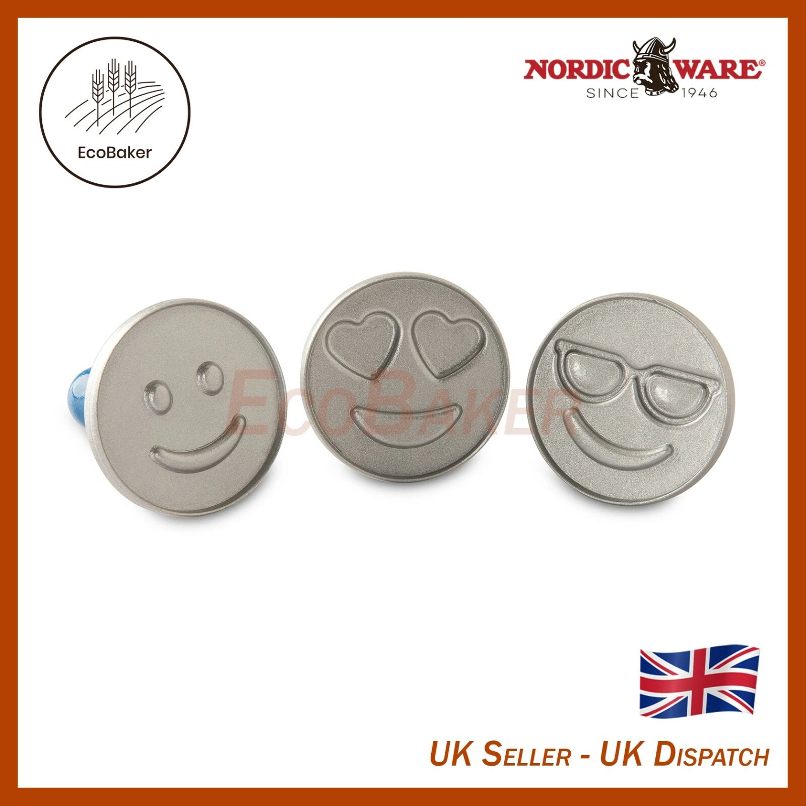 Nordic Ware 01255 - Emoji Cast Cookie Stamps - UK Dispatch