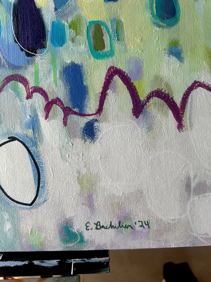 "Pintura abstracta Emilia Bachelier 24x36"" original sobre lienzo" Foto 4 de 4