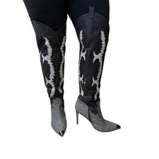 Rhinestones Black Boots