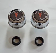 Chrome Valve Cover Breathers & Grommets PONTIAC SYMBOL LOGO NEW SET 4 PIECES