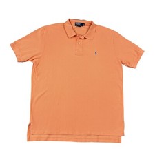 Polo Ralph Lauren Polo Shirt Mens XL Orange Blue Pony Cotton Pique Short Sleeve
