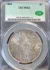 1884 MORGAN SILVER DOLLAR "CAC MS62" - EXTREMELY UNIQUE TONING, METALIC LOOK 👍