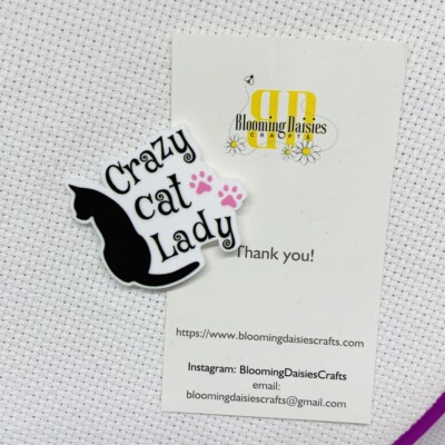 Magnetic Needle Minder Cross Stitch Crazy Cat Lady ;) / Fridge Magnet