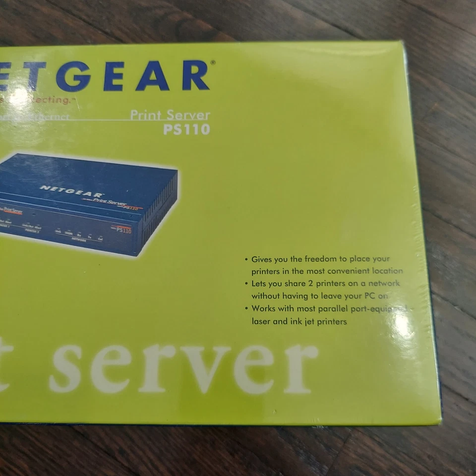 NETGEAR PS110 10/100 PARALLEL 2-PORT PRINT SERVER ULAT-13 Printer Sharing Sealed - Image 3 of 4