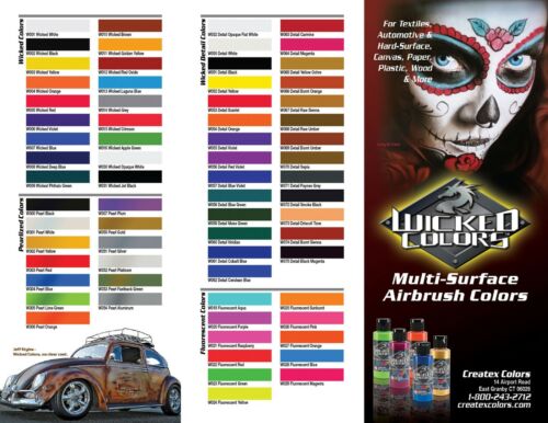 Createx Wicked Colors Water-Based 2oz Universal Airbrush Paint  select any color - Picture 1 of 135