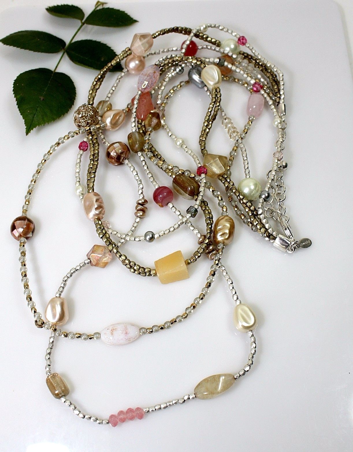 CHICO'S 4 Strand Statement Beaded Necklace Lucite… - image 3