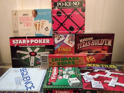 9 Classic Card & Poker Board Games Po-Ke-No Sequence Yahtzee Texas Tripoley MORE