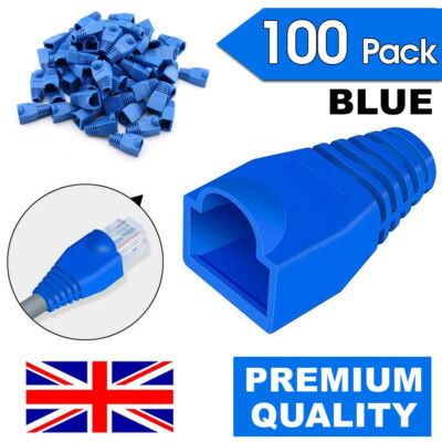 100 X BLAU RJ45 CAT5E CAT6 NETZWERK ETHERNET KABEL STIEFEL STECKER STECKER ABDECKUNG