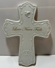 Beautiful Cream (Off-White) Ceramic CROSS OF CHRIST Crucifix "Love Never Fails"