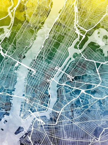 Poster - New York Map, Modern Abstract City Streets, 4 Sizes - 第 1/25 張圖片