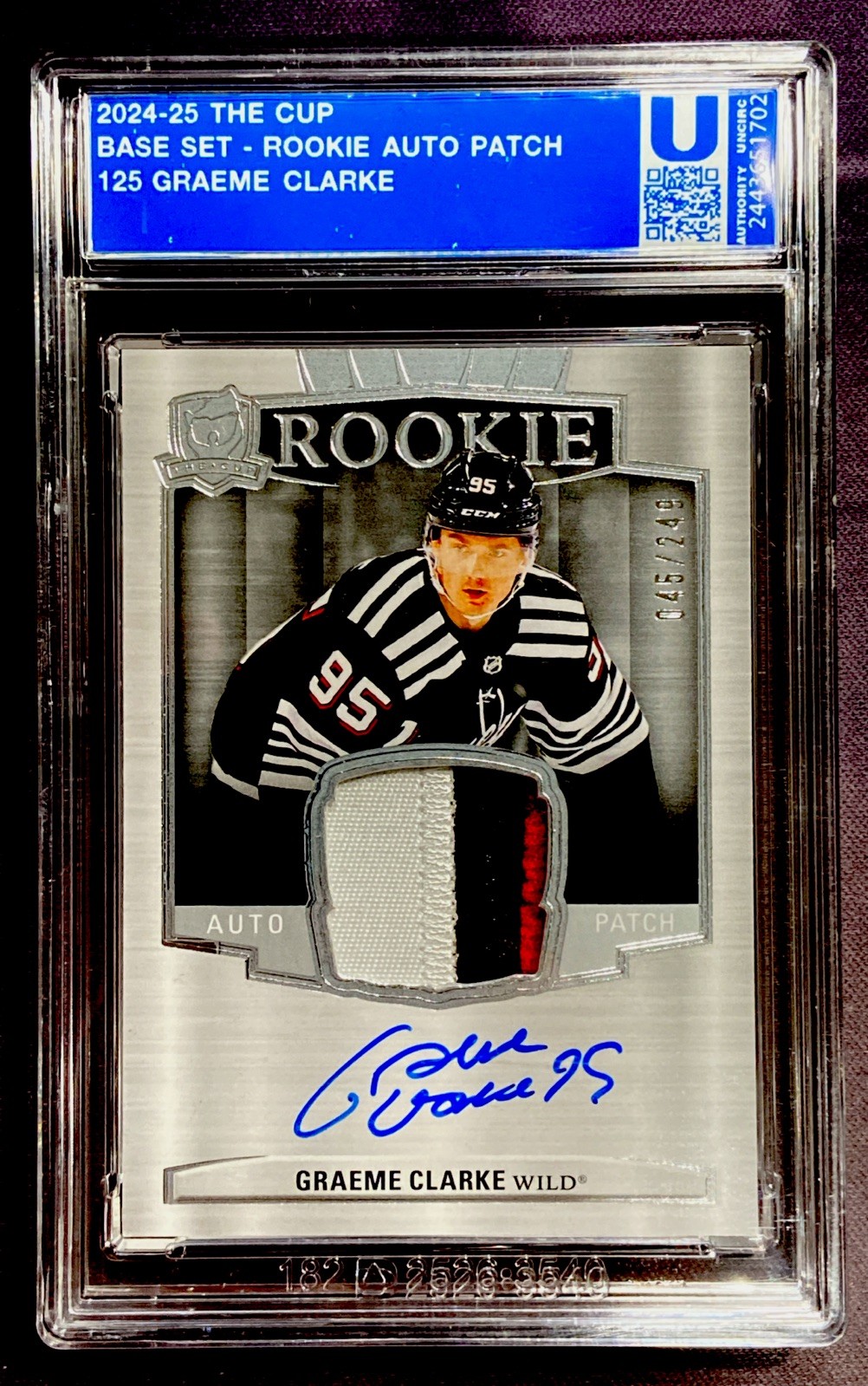 2024-25 UD The Cup #125 GRAEME CLARKE RC AUTO PATCH RPA #d 045/249