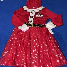 Girls Red Gold Christmas Santa Claus Holiday Sweater Dress Tulle Skirt Size 10 L