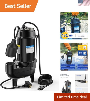 #ad Versatile 1 2 HP Sewage Drainage Pump High Performance 6000 GPH for Basements $267.29
