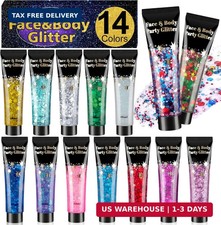 AROIC 14 Colors Body Glitter, Mermaid Fairy Hair Glitter Gel for Kids
