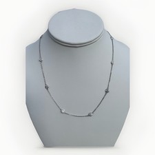 14K White Gold 10 Diamond Station Chain Necklace 18" 2.00 TCW