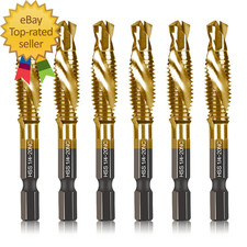 6-Pc 1/4-20NC Combination Drill Tap Bit Set SAE, 1/4" UNC-20 Thread Size, Titani