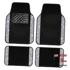 Bling Diamond Car Floor Mats, Shining Rhinestone Carpet Sparkly Silver Diamond