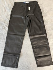 Old Navy High Rise OG Loose Faux Leather Black Women s Pants Size 14 NWT
