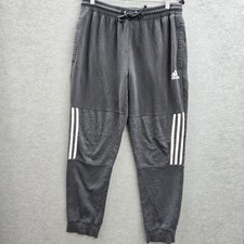 Adidas Men Activewear Pants M Gray Jogger Fleece Logo 29" Inseam
