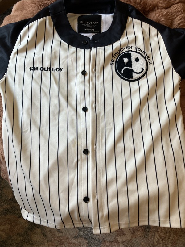 Fall Out Boy Large Unisex So Much (for) Stardust Tour Pinstripe Baseball Jersey