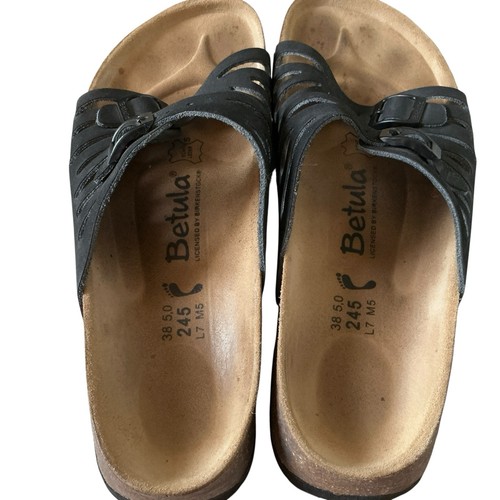 Betula Birkenstock Granada Black Strappy Slip On Sandal Adjustable Sz 7 US 38 - Picture 3 of 6