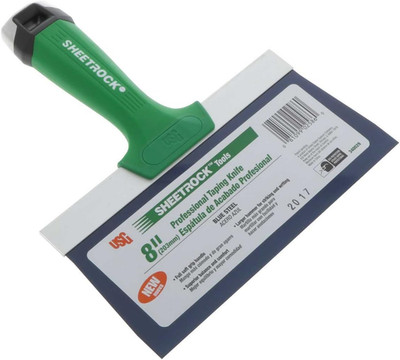 Pro Drywall Taping Knife, Blue Steel W/Soft Grip Handle & Hammer End (8-Inch Bla