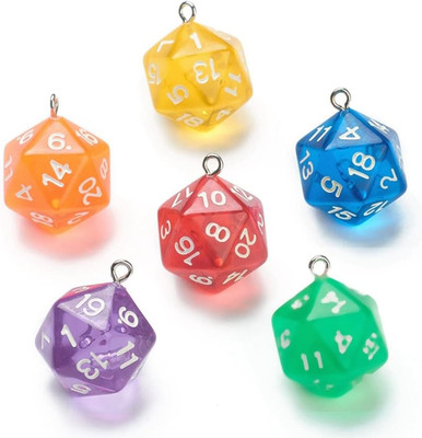 20Pcs Random Colorful 3D Faceted Polyhedral Dice Charms Small Acrylic Dice Charm