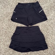 Athleta Girl Lot of 2 - Black Swish Skort and Record Breaker Short Both Large 12
