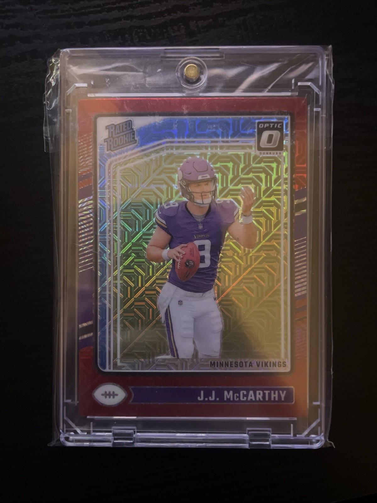 2024 Panini Donruss Optic - Rated Rookie J.J. McCarthy #235 Red Mojo Prizm (RC)
