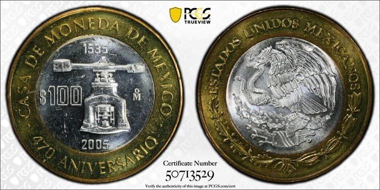 「ドン・キホーテ・デ・ラ・マンチャ」記念 メキシコ造幣局発行 2005年 Uncirculated 100 Pesos Denomination 2005 Mexican Coins (1905-Now