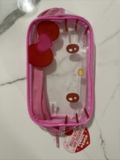 Hello Kitty Sanrio Zipper Clear Pouch Pink 7x4.5x2.5 Cosmetic Toiletry Pencils