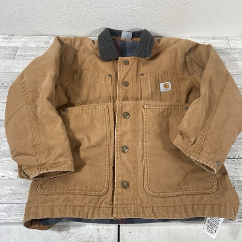 Carhartt Jacket Blanket Lined Chore Barn Coat Brown Youth Medium 10 - 12 - Picture 12 of 12