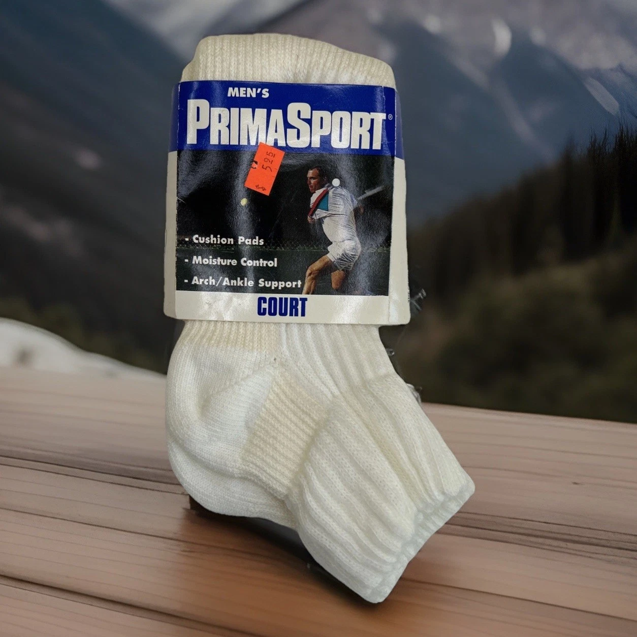 VTG Socks 90s Prima Sport Ankle Athletic 10-13 NOS Acrylic USA White 80s